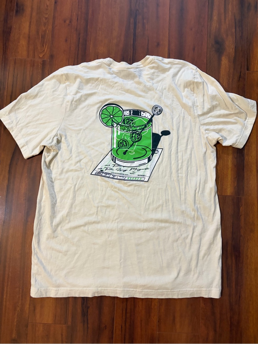 Tanteo Tequila Cream Graphic T‑Shirt with Green Drink Print